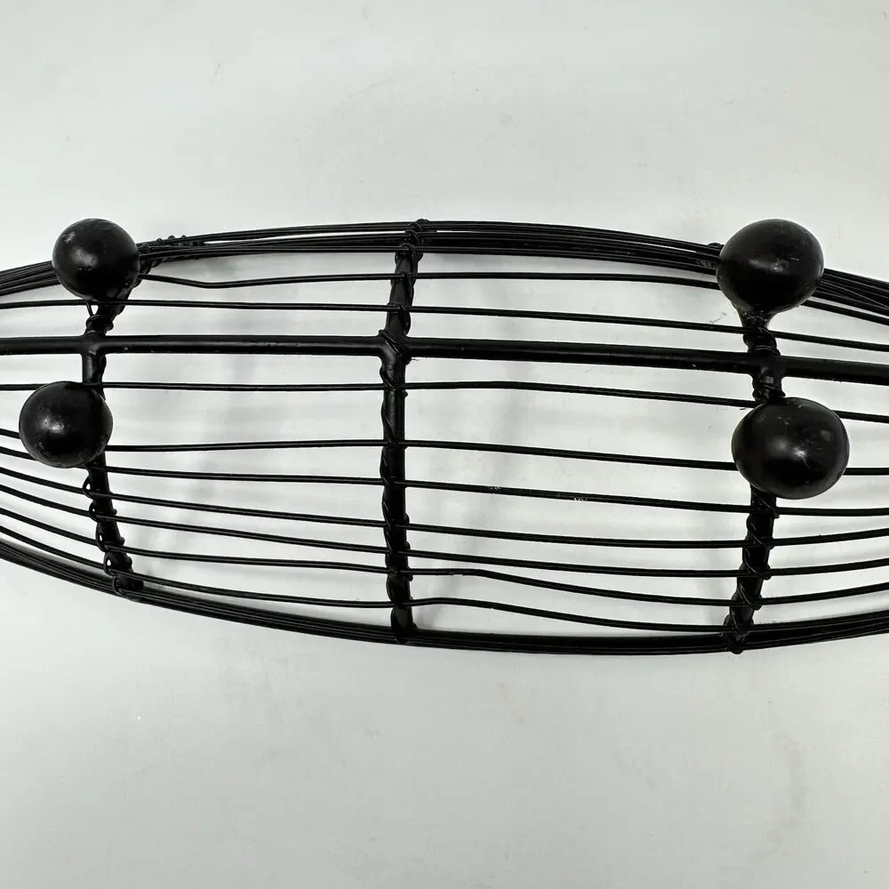 Mid-Century Modern Iron Wire Fruit Basket Canoe Shaped Centerpiece /Catch All